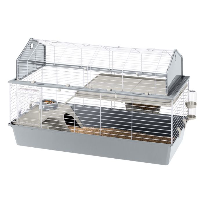 Ferplast BARN 120 Cage pour lapins avec accessoires et adhésifs. Agencement style grange américaine. - 119 x 58 x h 77 cm -