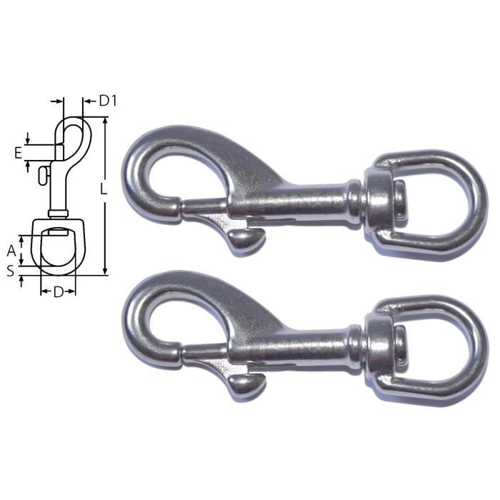 Mousquetons Sangle 25mm Lot Lot De 5 Mousquetons à émerillon Inox 316 Pour Sangle 25mm - FP INOX - Neuf Accroche Sangle Inoxydable