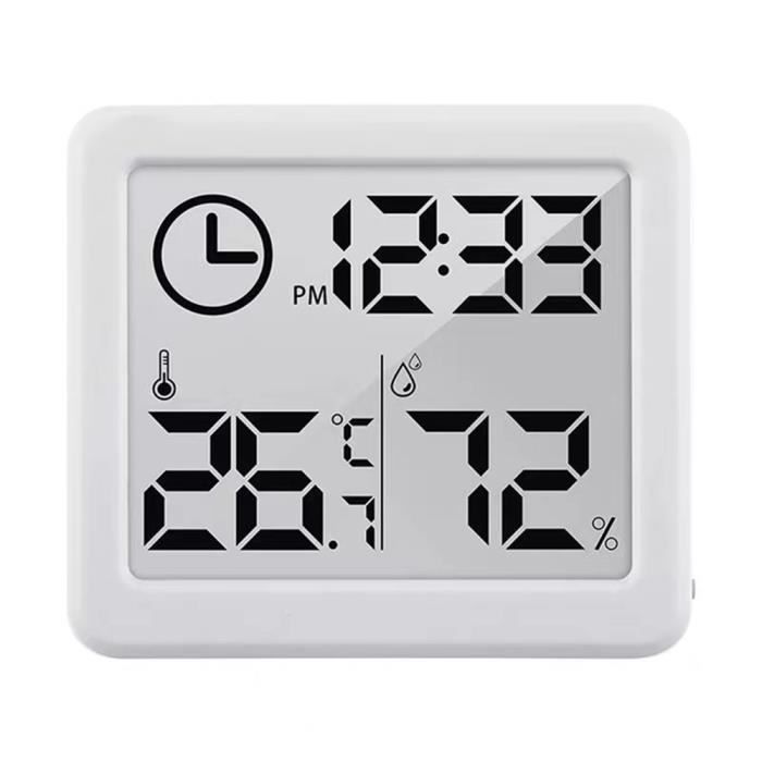 Thermomètre/hygromètre avec fonction horloge GreenBlue GB384W blanc digital