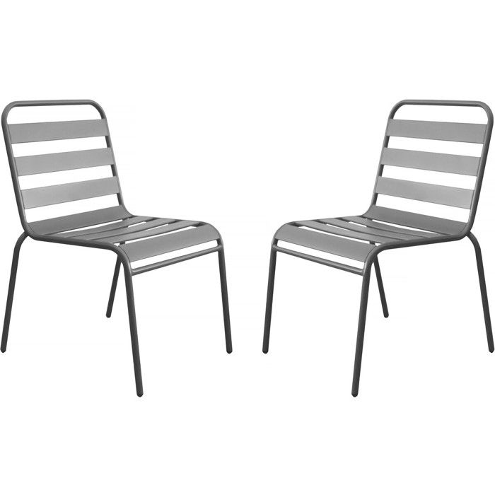 Lot de 2 chaises de jardin en métal empilables Bilbao - Taupe Lot de 2 chaises de jardin en métal empilables Bilbao - Taupe
