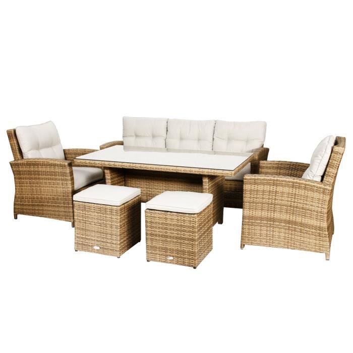 Salon De Jardin En Resine Tressee Cuba 7 Places Marron Naturae