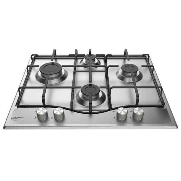 Hotpoint Ariston PCN 642 IXHA Table de cuisson au gaz 4 plaques de cuisson Niche largeur : 55.5 cm profondeur : 47.5 cm avec cadre biseauté acier inoxydable