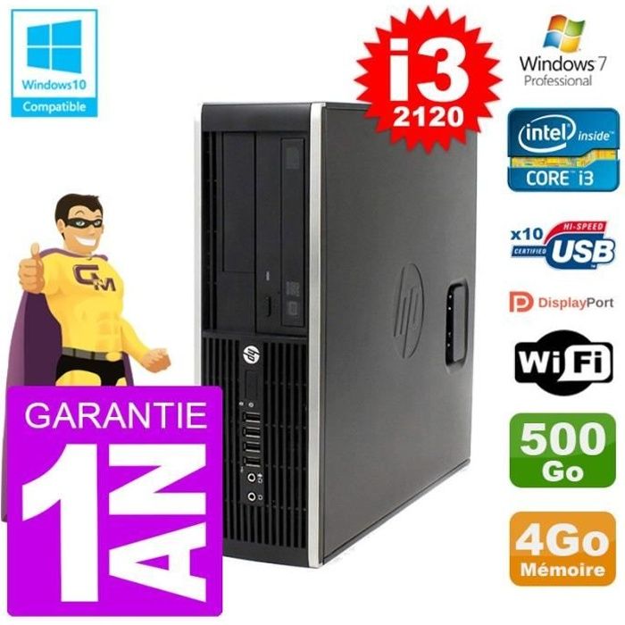 PC  6200 SFF Intel i3-2120 RAM 4Go Disque 500Go