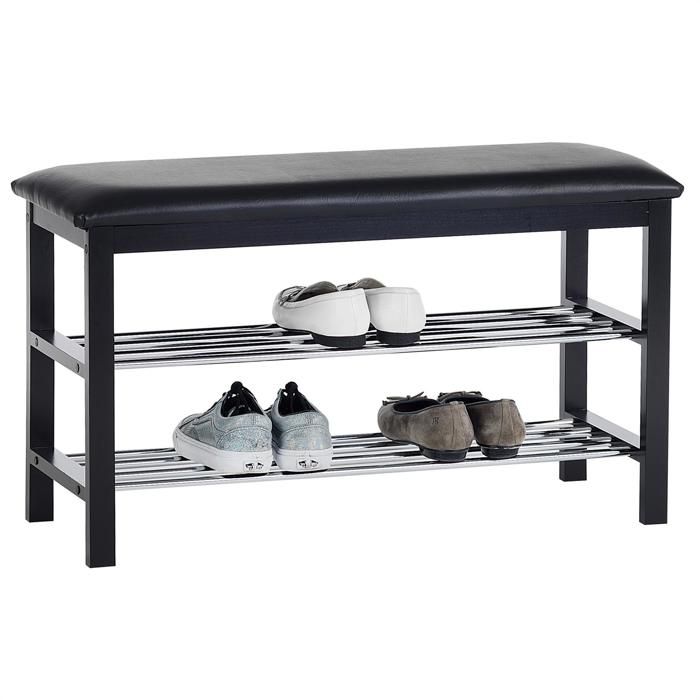 Meuble à chaussures SANA banc avec assise et 2 étagères rangement pour