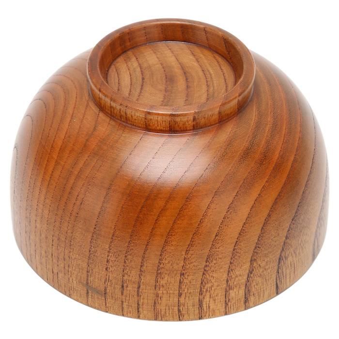 Bol en bois, bol en bois rond récipient de nourriture riz soupe salade