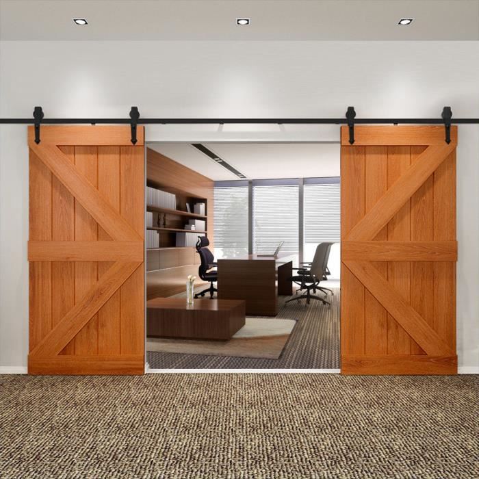 Rail coulissant et habillage acier Cottage pour 2 porte ...