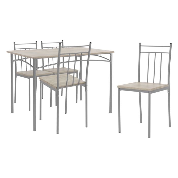 ML-Design Table de Salle à Manger avec 4 Chaises Chêne Clair Set de 5 Pièces MDF Laminé Pieds en Métal Matériel de Montage Inclus ML-Design Table de Salle à Manger avec 4 Chaises Chêne Clair Set de 5 Pièces MDF Laminé Pieds en Métal Matériel de Montage Inclus