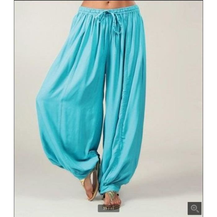 Lofbaz Pantalon Sarouel Yoga Femme Fente Haute – Tissu Rayonne Doux, Taille Élastique, Jambe Large Fluide – Idéal Yoga, Pilates, Détente, Plage