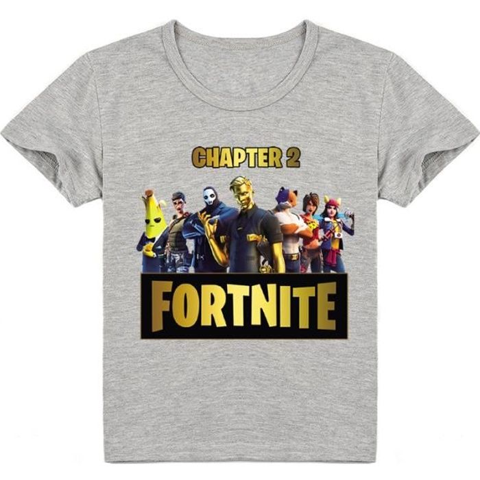 T-shirt enfant Fortnite imprimé Tshirt Streetwear col rond à manches courtes Tee