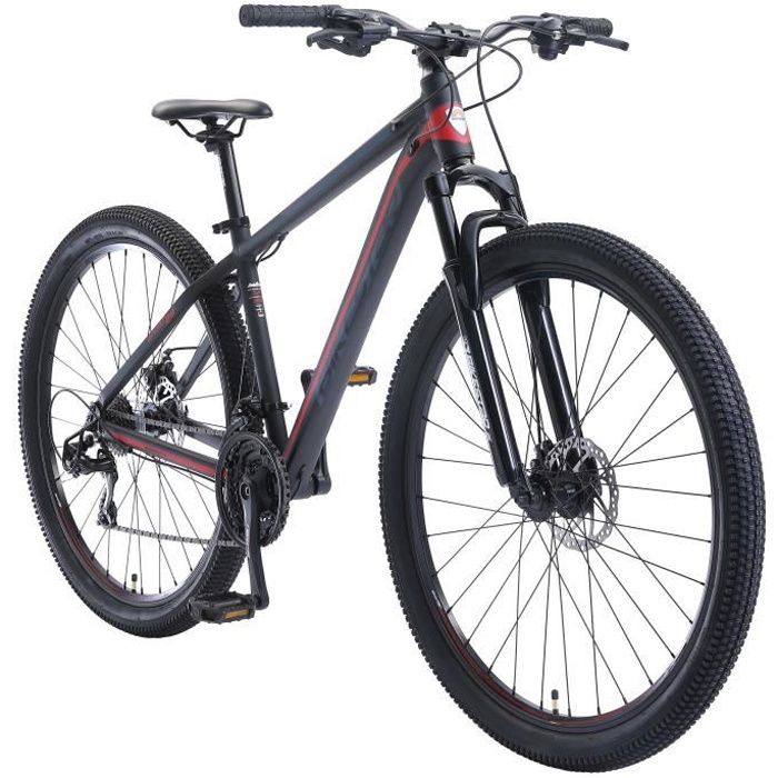 BIKESTAR | VTT | 29 Pouces | 21 vitesses Shimano avec frein à disque Hardtail | Noir Rouge