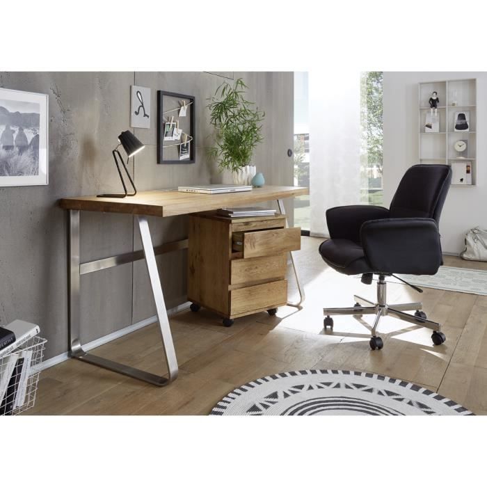 Bureau En Chene Massif Avec Pietement En Acier L140 X H75 X P60 Cm Achat Vente Bureau Bureau En Chene Avec Pietement Soldes Sur Cdiscount Des Le 20 Janvier Cdiscount