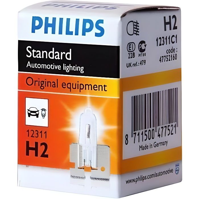 1 ampoule H2 12V PHILIPS.12311C1-.