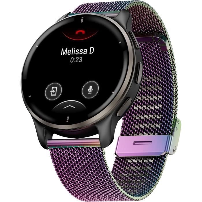 Bracelet Métal 20mm En Acier Inoxydable Or Rose Pour Garmin Venu 2 Plus, Venu S, Etc.