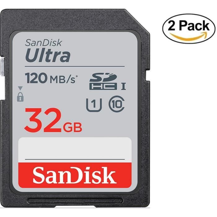 2pcs Carte Mémoire SDHC SanDisk Ultra jusqu'à 120 Mo/ classe 10 UHS I - vue 2