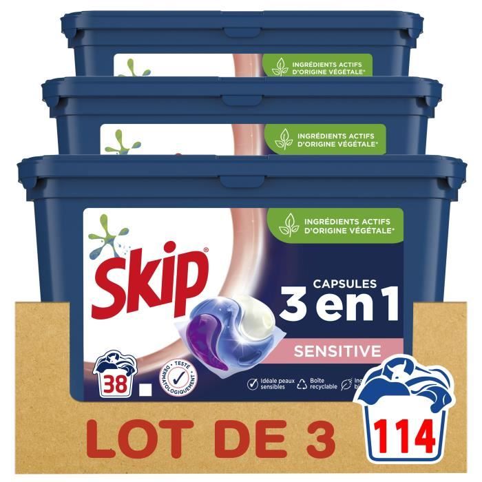 Lot De 3 X 38 Capsules 114 Lavages Skip Lessive 3 En 1 Ultimate Sensitive Pour Peaux Sensibles Et Bebes Cdiscount Au Quotidien Lot De 3 X 38 Capsules 114 Lavages Skip Lessive 3 En 1 Ultimate Sensitive Pour Peaux Sensibles Et Bebes Cdiscount Au Quotidien