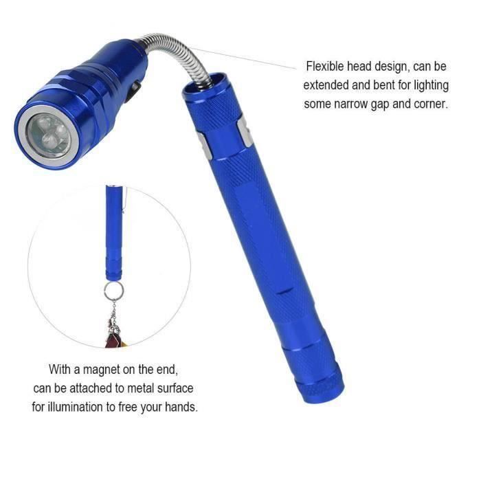 Breeze-Flash LED Mini lampe de poche télescopique flexible multifonction à  LED torche rotative avec extrémité magnétique bleu - Cdiscount Bricolage