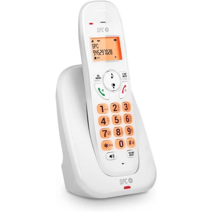 SPC Kairo - Telephone Fixe sans Fil, Touches et ecran eclaires, Identification de l'appelant, Volume Extra, compatibilite Gap, M