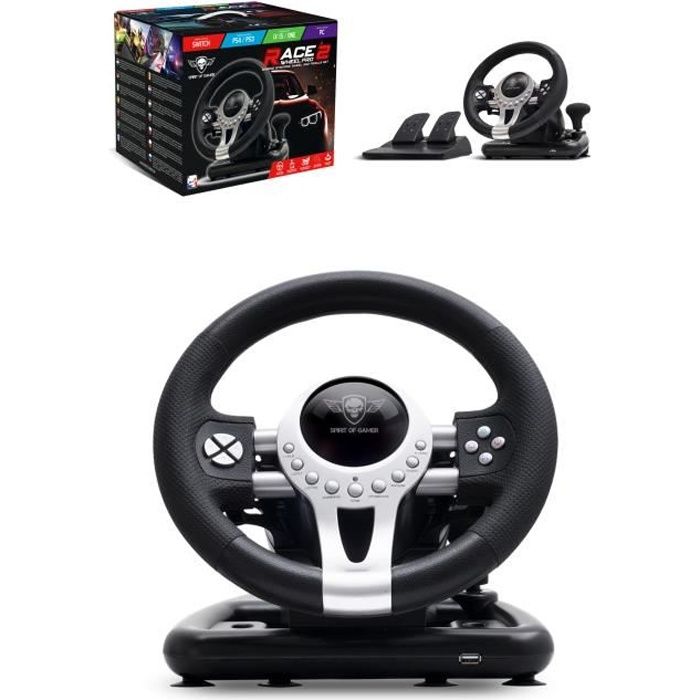 Volant et pédales de jeu Vidéo Race Pro Wheel 2 compatible Xbox Séries X|S PS4 PS3 SWITCH PC SPIRIT OF GAMER.