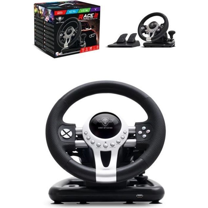 Volant Et Pédales De Jeu Vidéo Race Pro Wheel 2 Compatible Xbox Séries Ps4 Ps3 Switch Pc Spirit Of Gamer. - vue 2