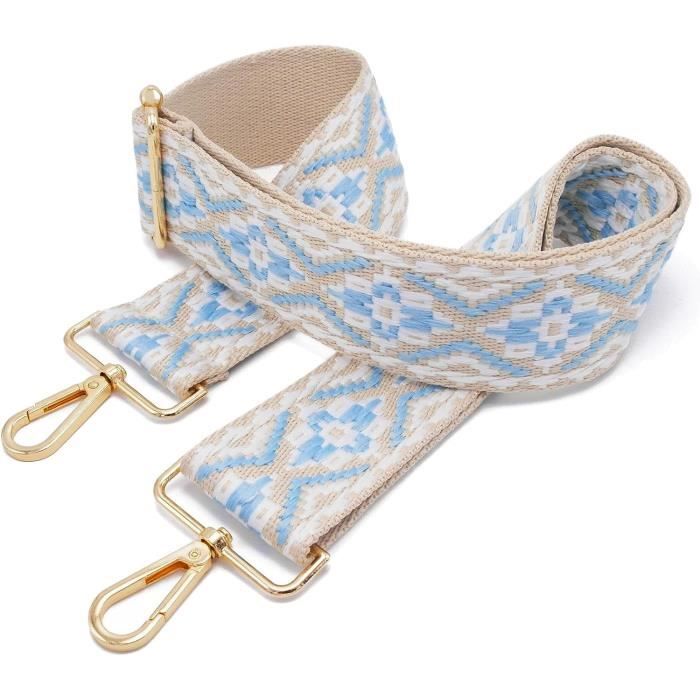 Sangle De Sac à Main En Cuir PU Solide – 70 Cm Réglable, Fermoir Or Bleu, Remplacement Élégant Et Robuste