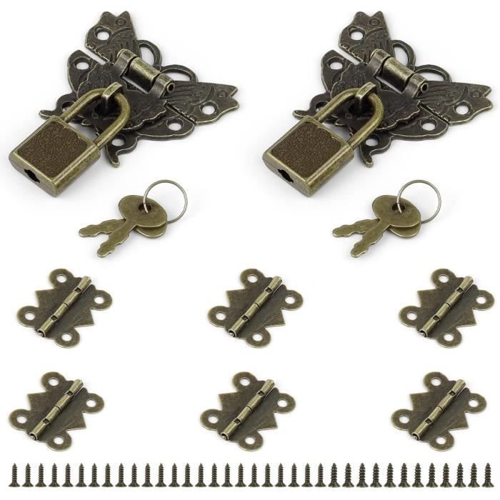 Lot De 4 Mini Cadenas Vintage Cœur BUENTYA, Bronze Antique, Pour Bagages Ou Boîtes