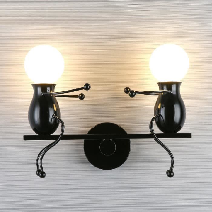 Stoex Applique Murale Humanoide Creatif Lampe Murale Pour Chambre Chevet Escalier Couloir Restaurant Cuisine Noir Deux Tetes Achat Vente Stoex Applique Murale Human Cdiscount
