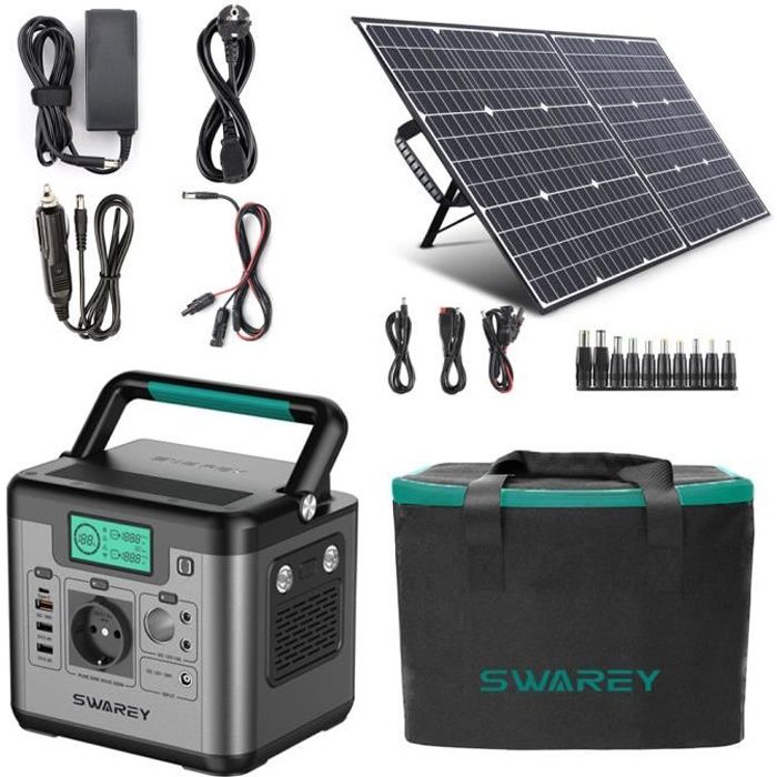 SWAREY 518W Générateur Solaire 220V avec 100W Panneaux Solaires Portable