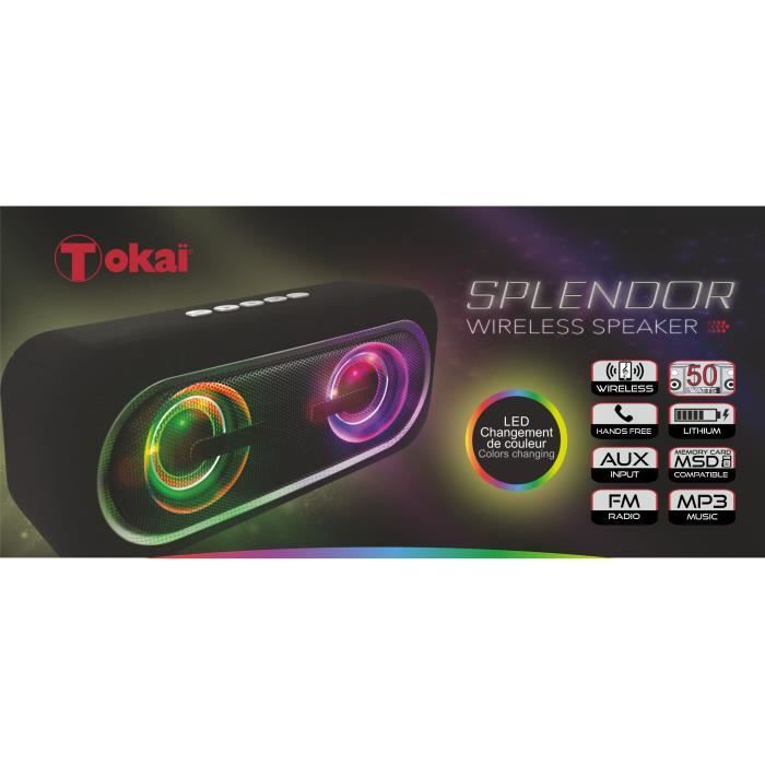 ENCEINTE PORTABLE SANS-FIL LED TWS AVEC RADIO FM - TOKAÏ