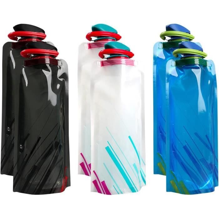 Sinwind - Pack De 6 Bouteilles D'eau Pliables 480ML - Légères Et Flexibles Pour Le Sport Et Les Voyages