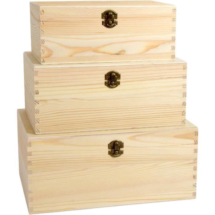 Creative Deco Boîte en Bois avec Couvercle | 30 x 20 x 14 cm ( /-1 cm Creative Deco Boîte en Bois avec Couvercle | 30 x 20 x 14 cm ( /-1 cm
