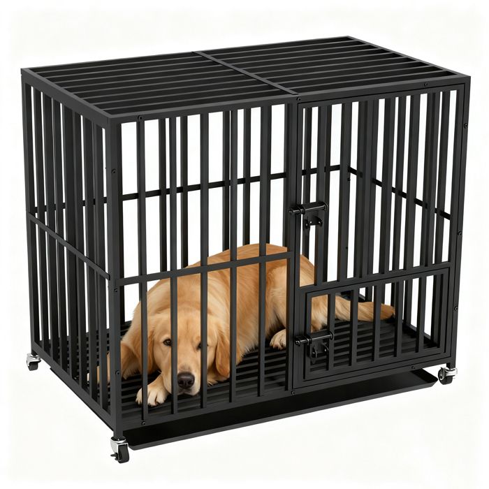 Meilleurs prix pour Cage pour Grand Chien Interieur Caisse de Transport Chien Grande Taille 95x81x57cm