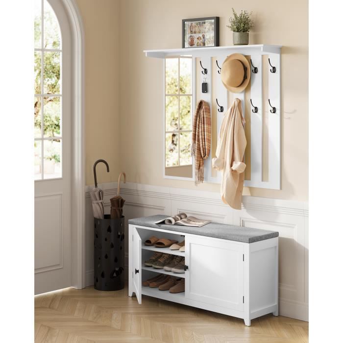 Vestiaire Double Porte Coussin Amovible Largeur de 102 cm Blanc Nuage