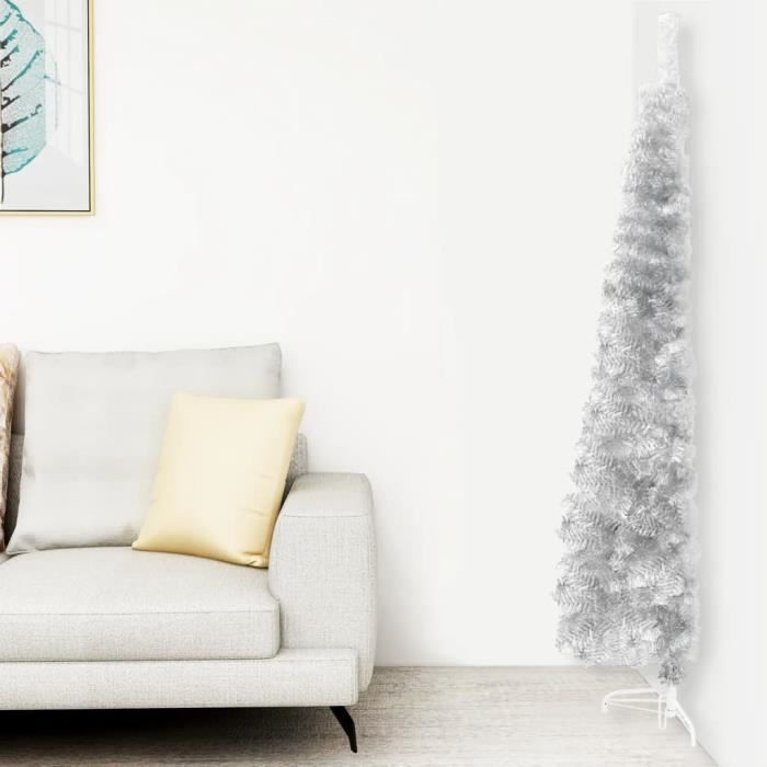 Demi Sapin De Noël Artificiel Rose 180 Cm - Mince, Contre Le Mur, 246 Pointes, Support Inclus