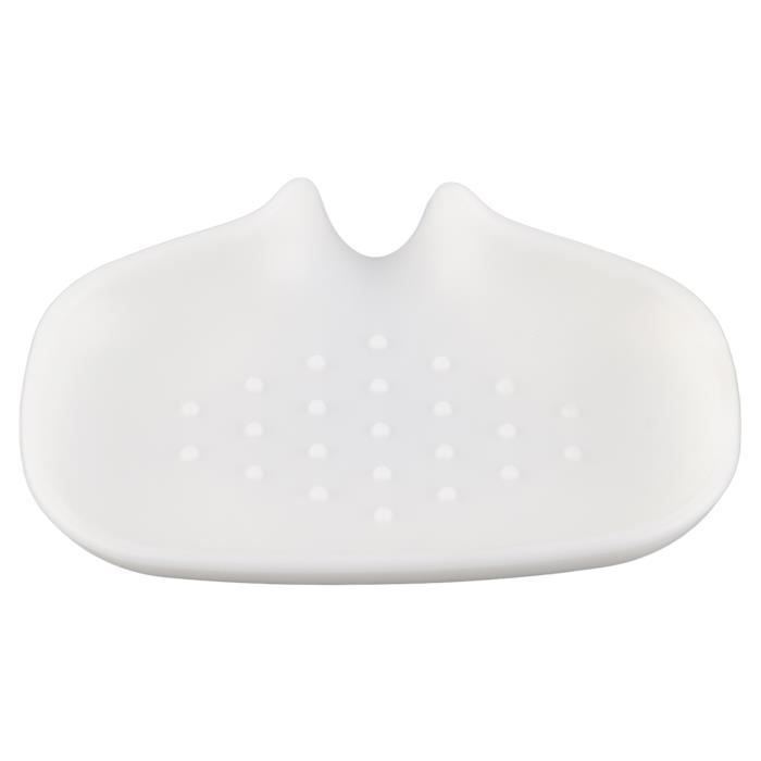 Lot De 3 Porte-Savons En Silicone Blanc - Design Incliné Pour Meilleur Drainage, Salle De Bain & Cuisine