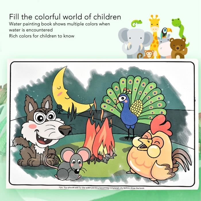 Livre de coloriage à l'eau - SURENHAP - Réutilisable - Motifs animés