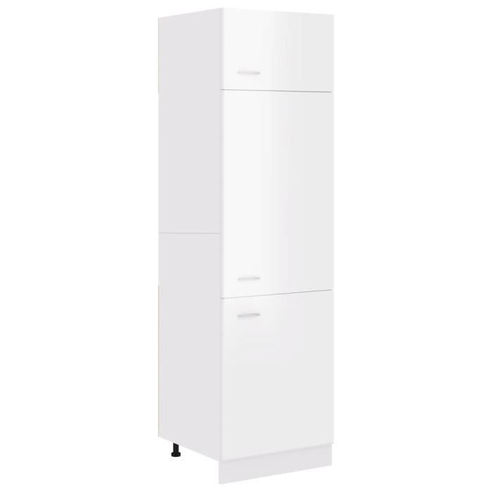 NEUF Armoire de réfrigérateur Blanc brillant 60x57x207 cm Aggloméré Bon qualité BOHUSHOP