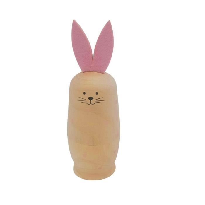 Syglawnd Poupées de Lapin de Pâques, poupées Matryoshka Russes 5 pièces/Ensemble Mignon Lapin en Bois Ensemble Nidification Pâques Carotte Jouet poupée gigogne Russe pour Un Usage Quotidien