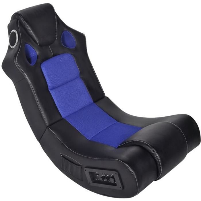 vidaxl fauteuil à bascule à enceinte noir et bleu similicuir