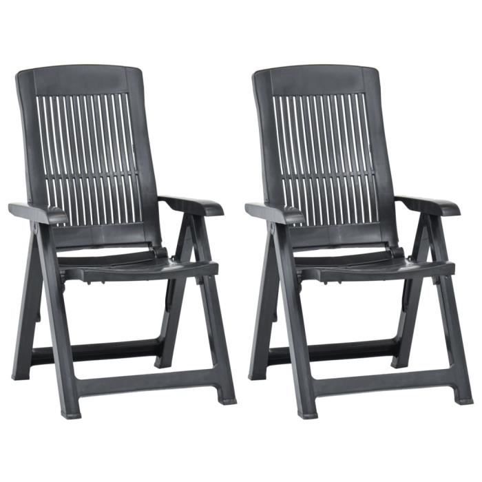 vidaXL Chaises inclinables de jardin 2 pcs Plastique Anthracite