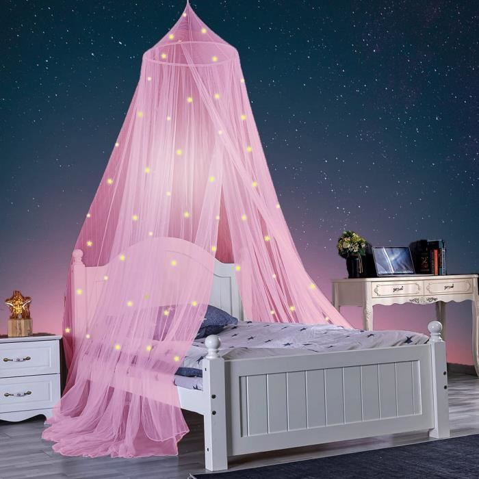 Moustiquaire ciel de lit,Lumineuses étoiles Glow Bed Canopy Dome Anti-Mosquito Bed Canopy，Convient au lit de Lits 1.5 m-1.8m