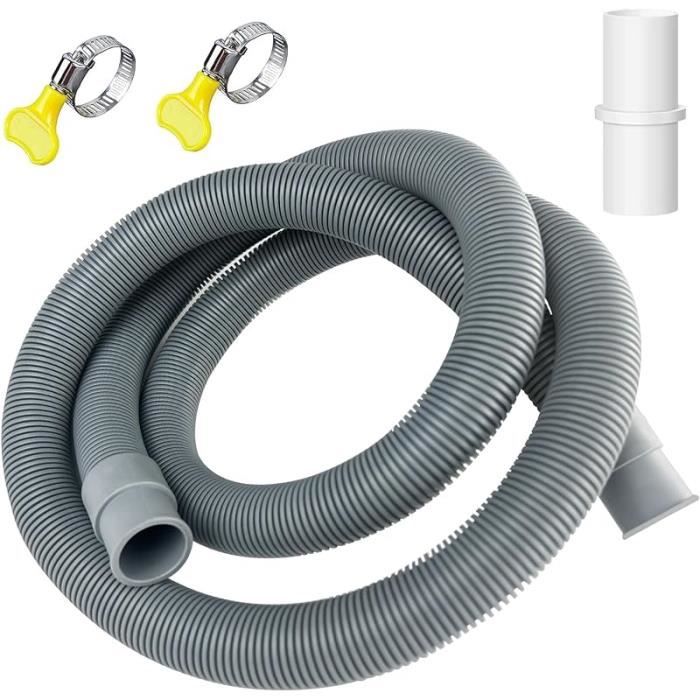 Rallonge Tuyau Vidange Machine à Laver 1m à 7m – Tuyau Évacuation Universel PP Épais Anti-Pli Avec Colliers, Support Et Adaptateur
