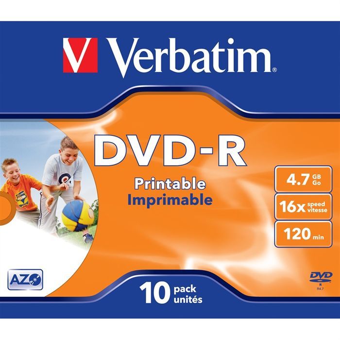 DVD R Imprimable 16X Verbatim Pack De 10 Boitier Crystal 4 7 Go dvd-r-imprimable-16x-verbatim-pack-de-10-boitier-crystal-4-7-go