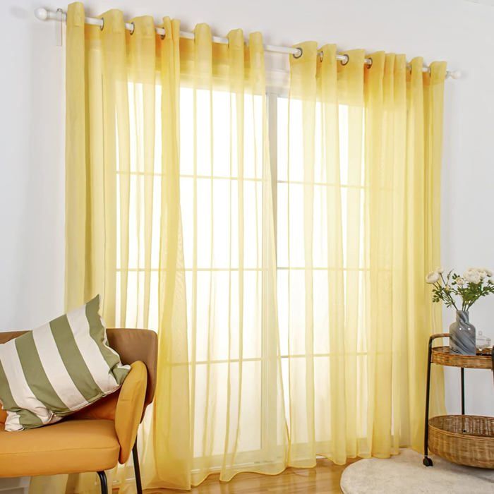 Rideaux Voile Simples Par Paires - 150cm De Large Par Panneau, Longueurs De 122 à 229cm, Fente Pour Tringle