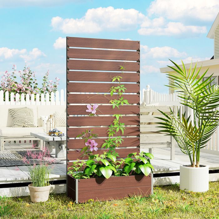 Jardinière 5 Niveaux Jardinière Verticale Outsunny 5 Niveaux - Cadre Acier, Pots Plastique - Marron Drainage Bouchons Caoutchouc