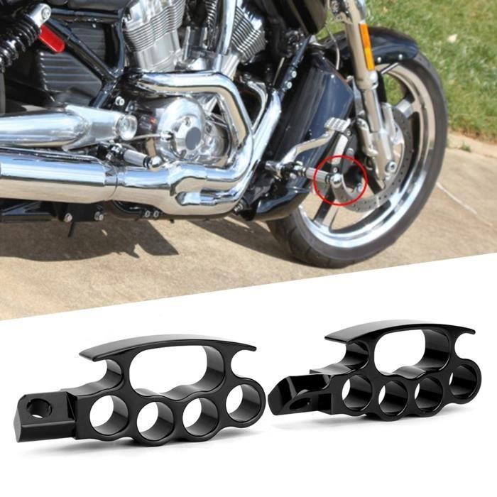 Cale Pied Moto Universel 2 Pièces M8 - Repose-Pieds Pliants Passager et Pédale Arrière - Ensemble CNC Aluminium (Couleur : Noir