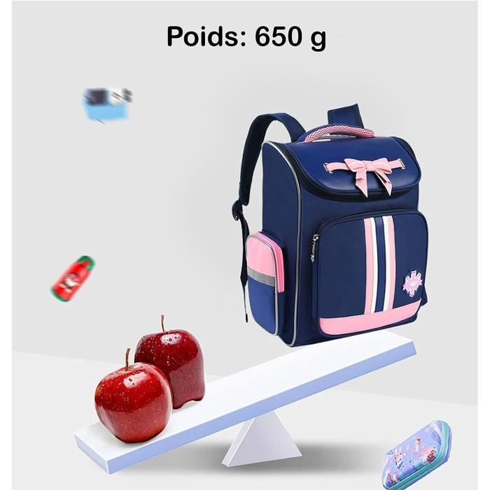 Sac à Dos Enfant DivingBirds 25L Cartable Fille Primaire CE2 CM1 CM2, Léger Et Robuste, Sac à Dos Collège Ado Fille 7+ Ans, Bleu Gris