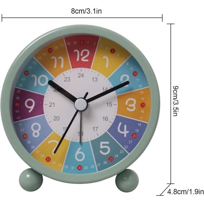 Eurotime - Réveil Enfant Motif Cheval, Sans Tic-tac, Avec Lumière Et Snooze - Boîtier Plastique 9,6x9,6x4,5 Cm