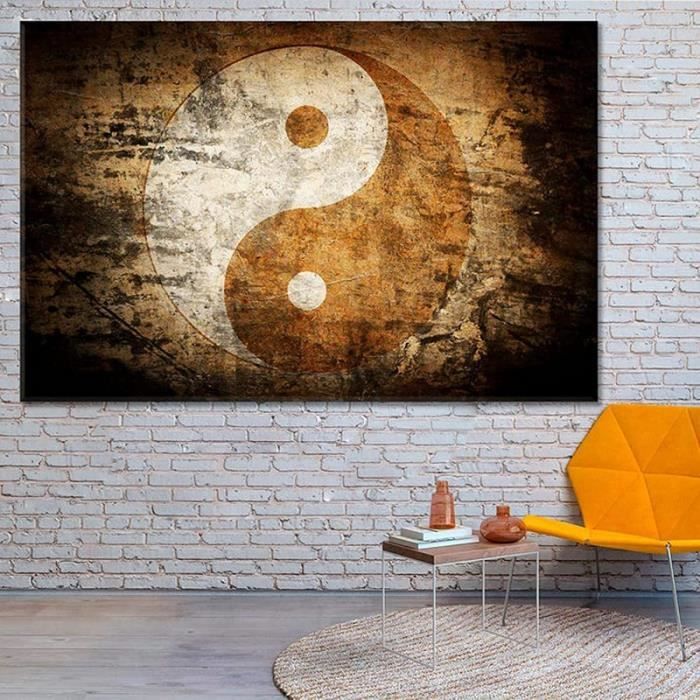 Tableau Mural Yin Yang Galets – Impression Sur Toile 40×50 Cm – Style Zen Et Moderne – Livré Sans Cadre