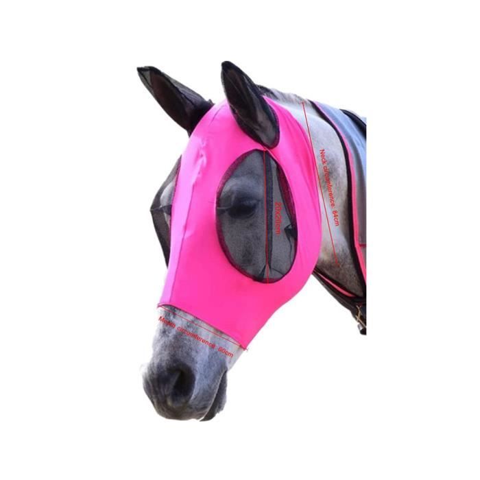 Masque Anti-Mouches Pour Cheval Taille L - Protection UV, Respirant | Avec Oreilles | Confortable Et Élastique