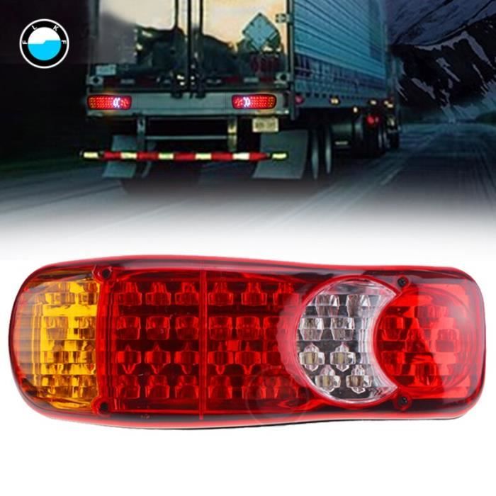 Biqing Truck Rear [2 Modes] 2PCS Feu Arrière LED pour Remorque,Carrés Feux  Remorque LED 24V Rouge Feux de Frein Arrière Feux Antibrouillard pour
